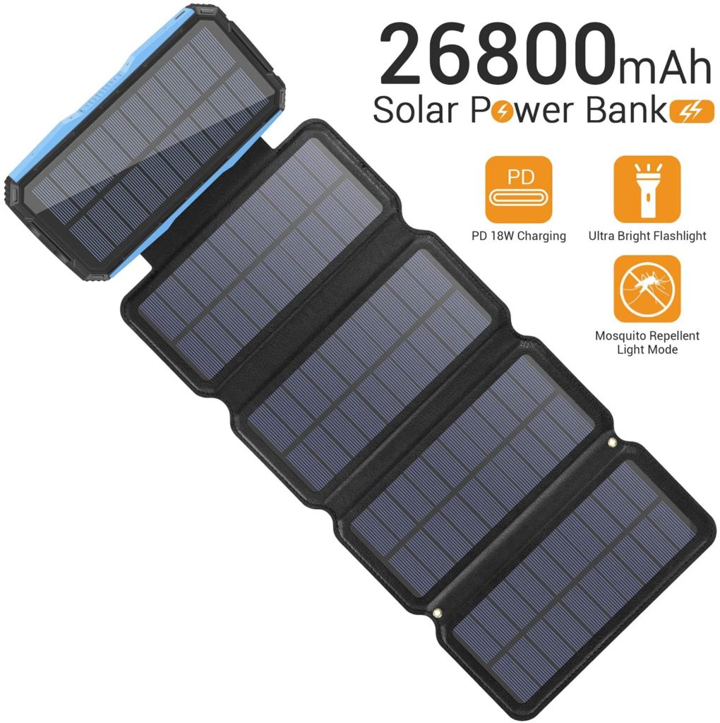 best solar charging power bank with 5 solar panels