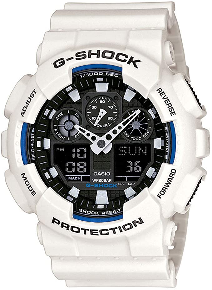 best g shock white and blue