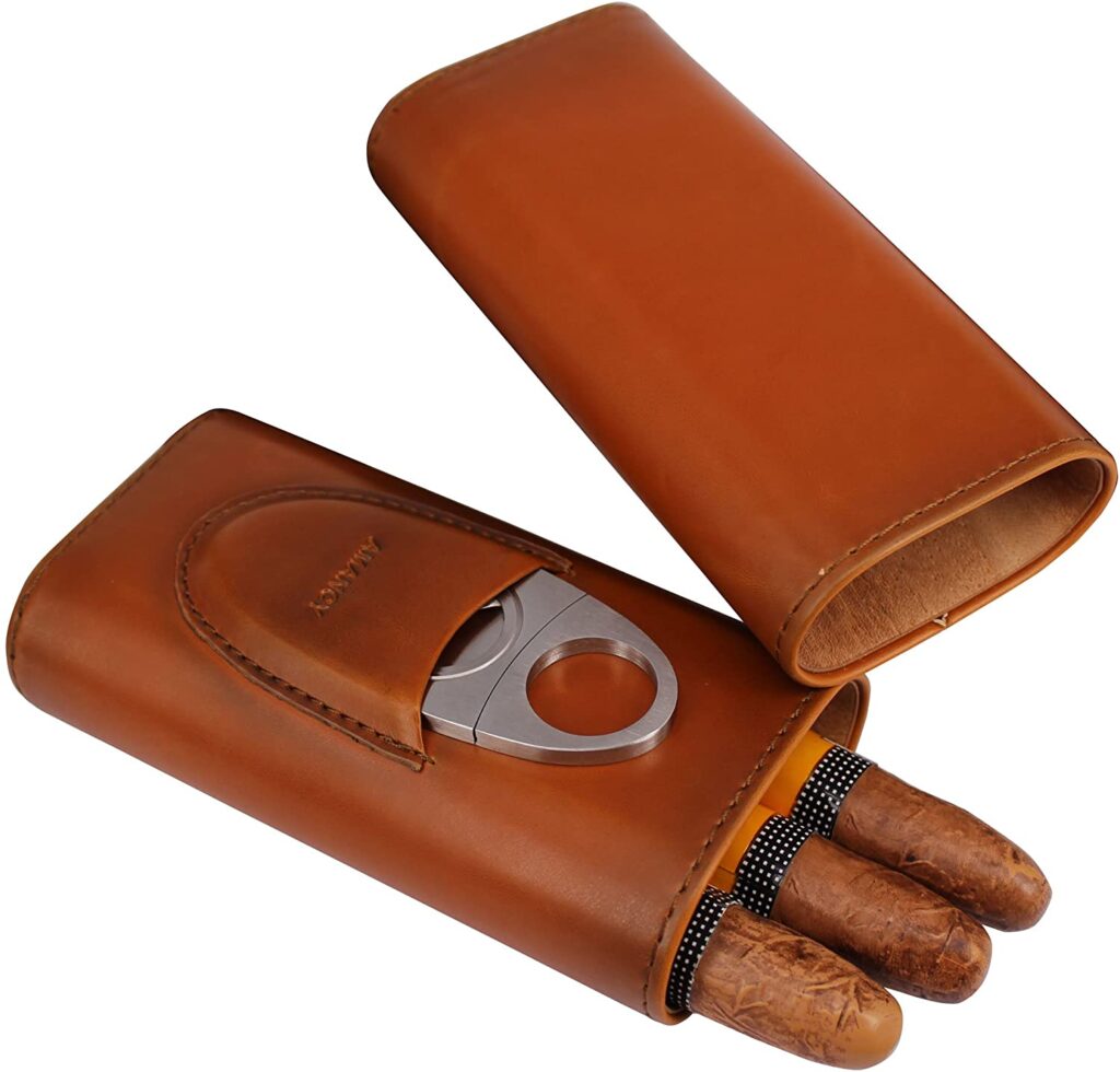 Amancy 3- Finger Leather Cigar Case with Cigar Cutter - Apocalypse Guys