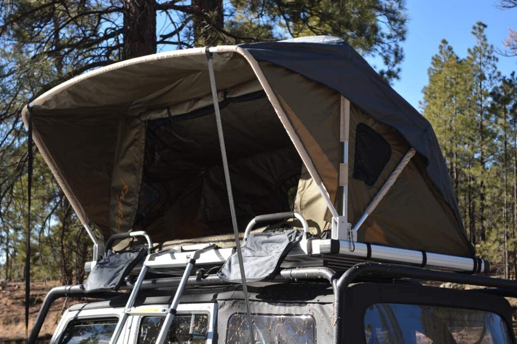 Raptor rooftop tent for camping