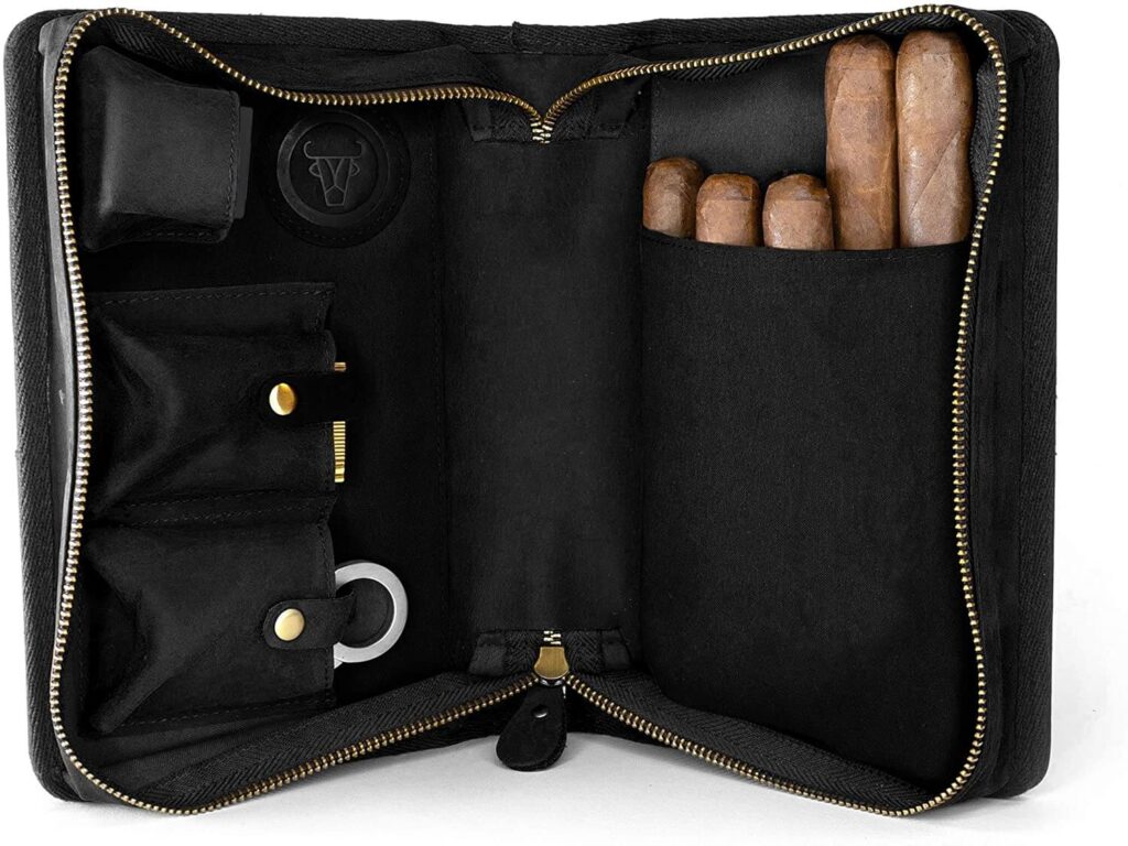 Wall St Smoker leather cigar travel case
